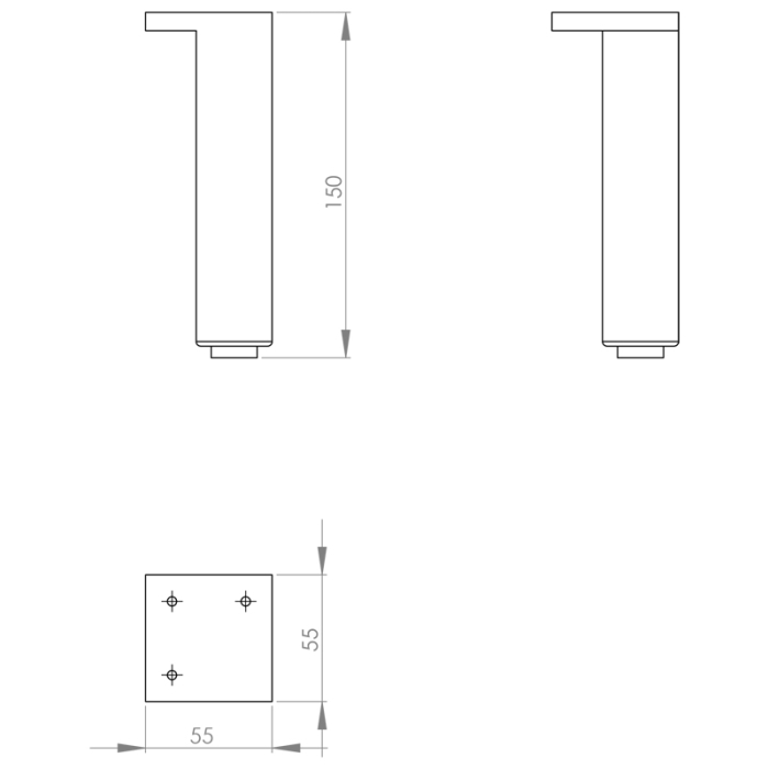 Set de 2 picioare pentru mobilier, crom Kolo, Rekord