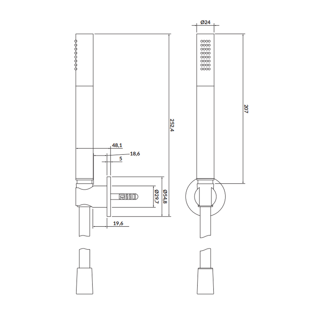 Set de dus Cersanit Inverto cu para dus, furtun si agatatoare, negru mat [2]