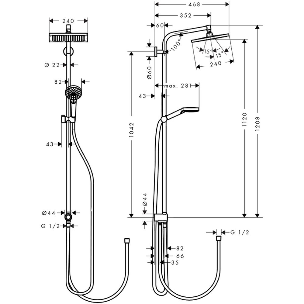 Set de dus cu bara crom Hansgrohe, Crometta E 240 Reno [2]
