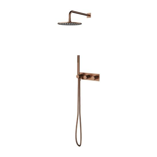 Set de duș cu baterie încastrată, cu corp, cupru periat, Omnires Contour [1]