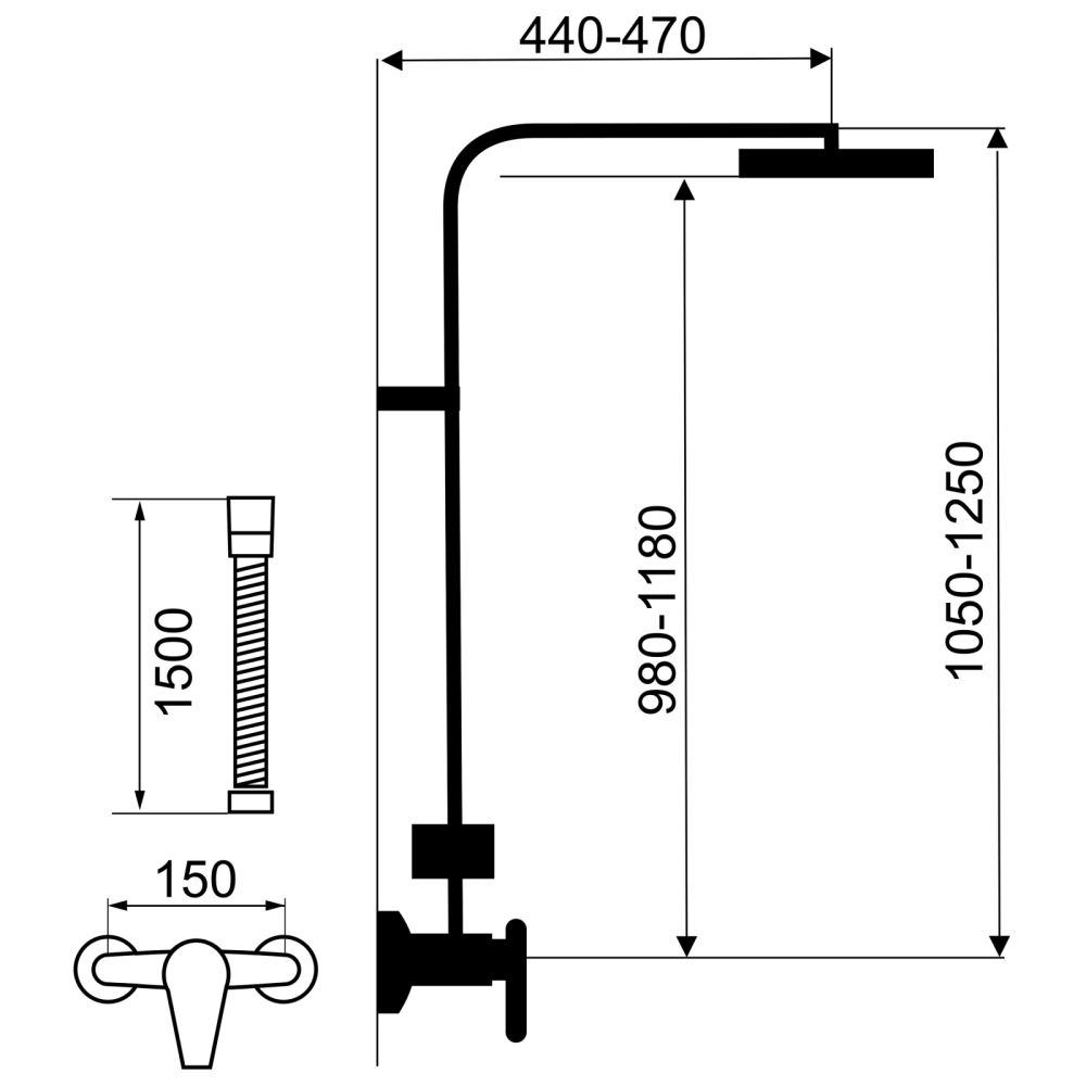 Coloana de dus cu baterie inclusa crom Ferro, Edge [2]
