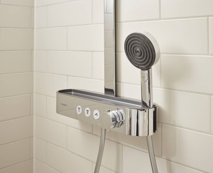 Set de dus cu baterie termostatata, palarie 26 cm, 2 jeturi, crom, Hansgrohe Pulsify S [6]