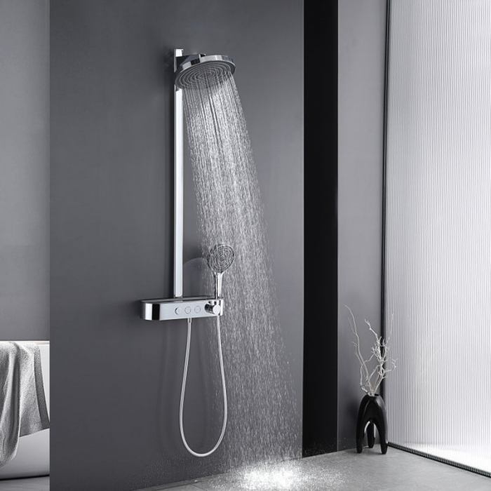 Coloana dus, baterie termostatata, palarie 26 cm, 3 jeturi, crom, Form Relax [2]