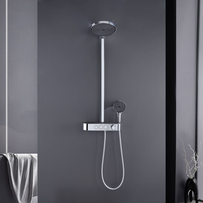 Coloana dus, baterie termostatata, palarie 26 cm, 3 jeturi, crom, Form Relax [3]