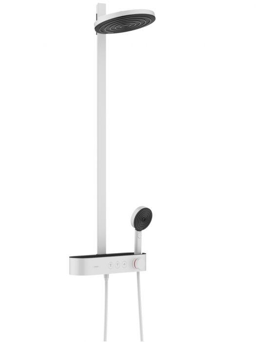 Coloana dus alb mat, baterie control temperatura si 3 jeturi, palarie 26 cm, Form Relax [1]