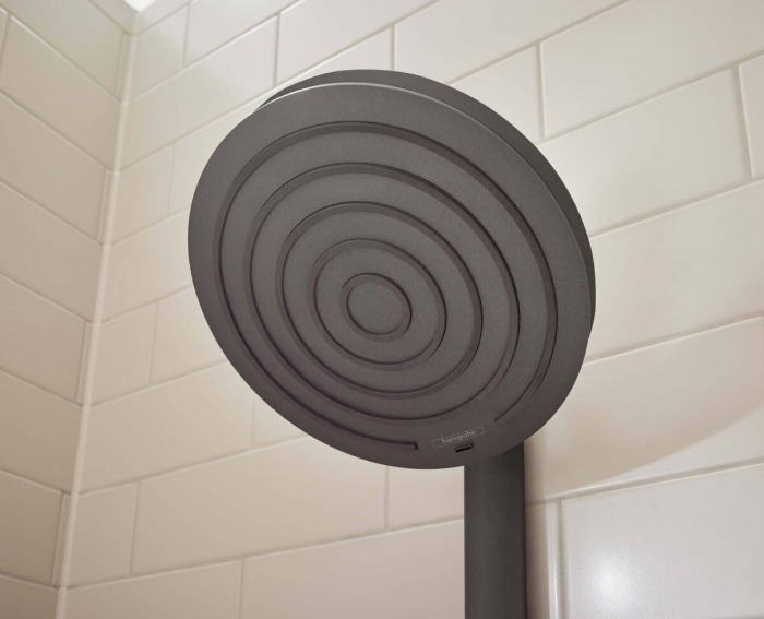 Set de dus cu baterie termostatata, palarie 26 cm, 3 jeturi, negru mat, Hansgrohe Pulsify S [3]