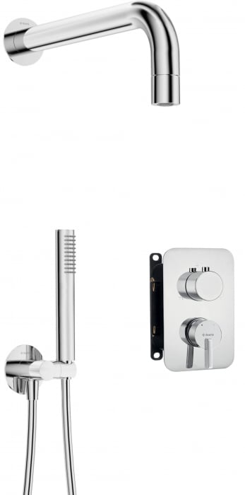 Set de dus incastrat, cu brat, para de dus si baterie cu termostat, alb, Deante Silia [1]
