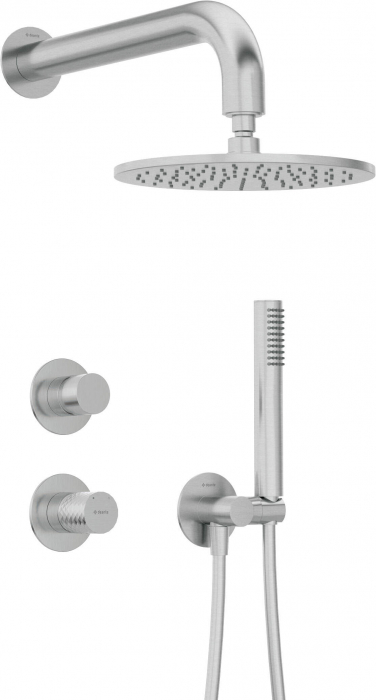 Set de dus incastrat, cu palarie, para de dus si baterie, otel, Deante Silia Hexa [1]