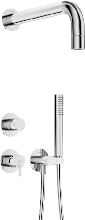Set de dus incastrat, cu palarie, para de dus si baterie, crom, Deante Silia