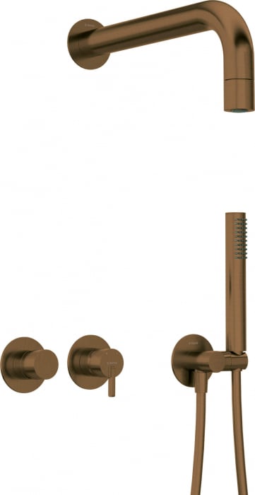 Set de dus incastrat, dus ploaie, para de dus si baterie, bronz, Deante Silia
