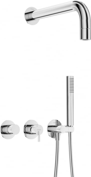 Set de dus incastrat, dus ploaie, para de dus si baterie, crom, Deante Silia