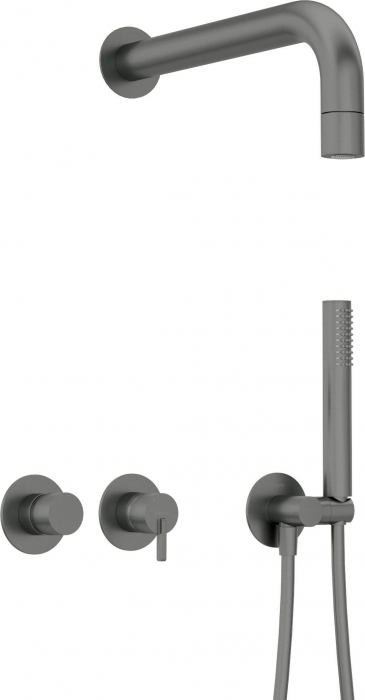 Set de dus incastrat, brat dus ploaie, para de dus si baterie, titan, Deante Silia [1]