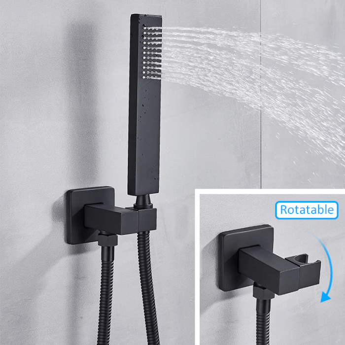 Set de dus negru mat cu para patrata de 40 cm, 2 functii de curgere a apei [2]