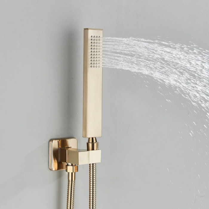 Set de dus auriu mat cu para tip cascada, termostat si 3 functii de curgere a apei [5]