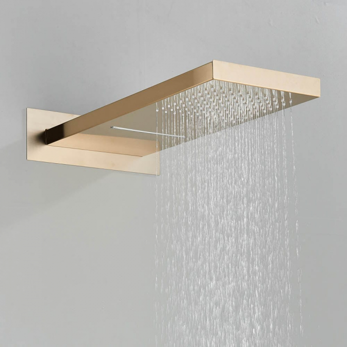 Set de dus auriu mat cu para tip cascada, termostat si 3 functii de curgere a apei [4]