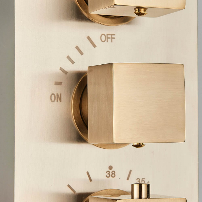 Set de dus auriu mat cu para tip cascada, termostat si 3 functii de curgere a apei [3]