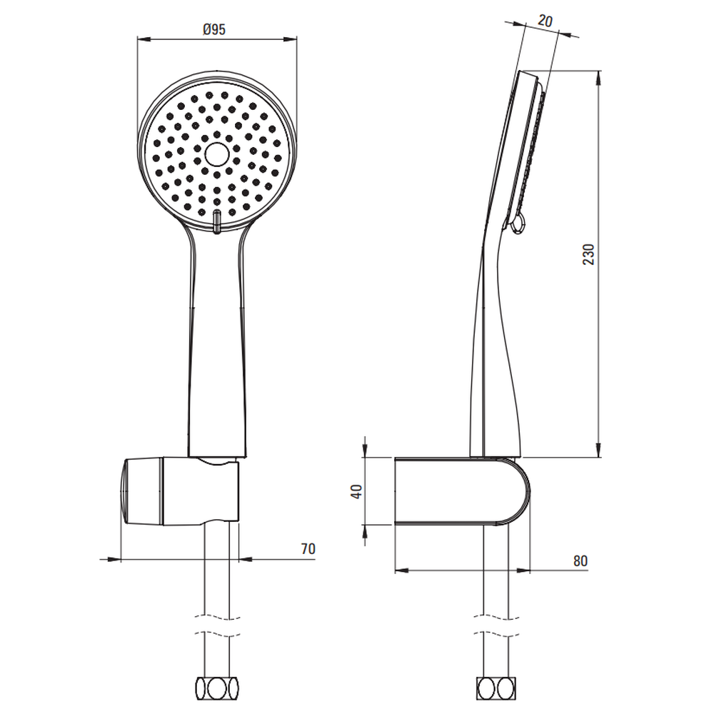 Set de dus Deante Boro cu para 3 functii, furtun si suport fix negru mat [2]