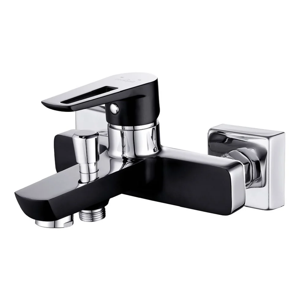 Set de dus Deante Boro cu para 3 functii, furtun, suport fix negru mat si baterie cada negru/crom lucios,  Cersanit Mille [2]