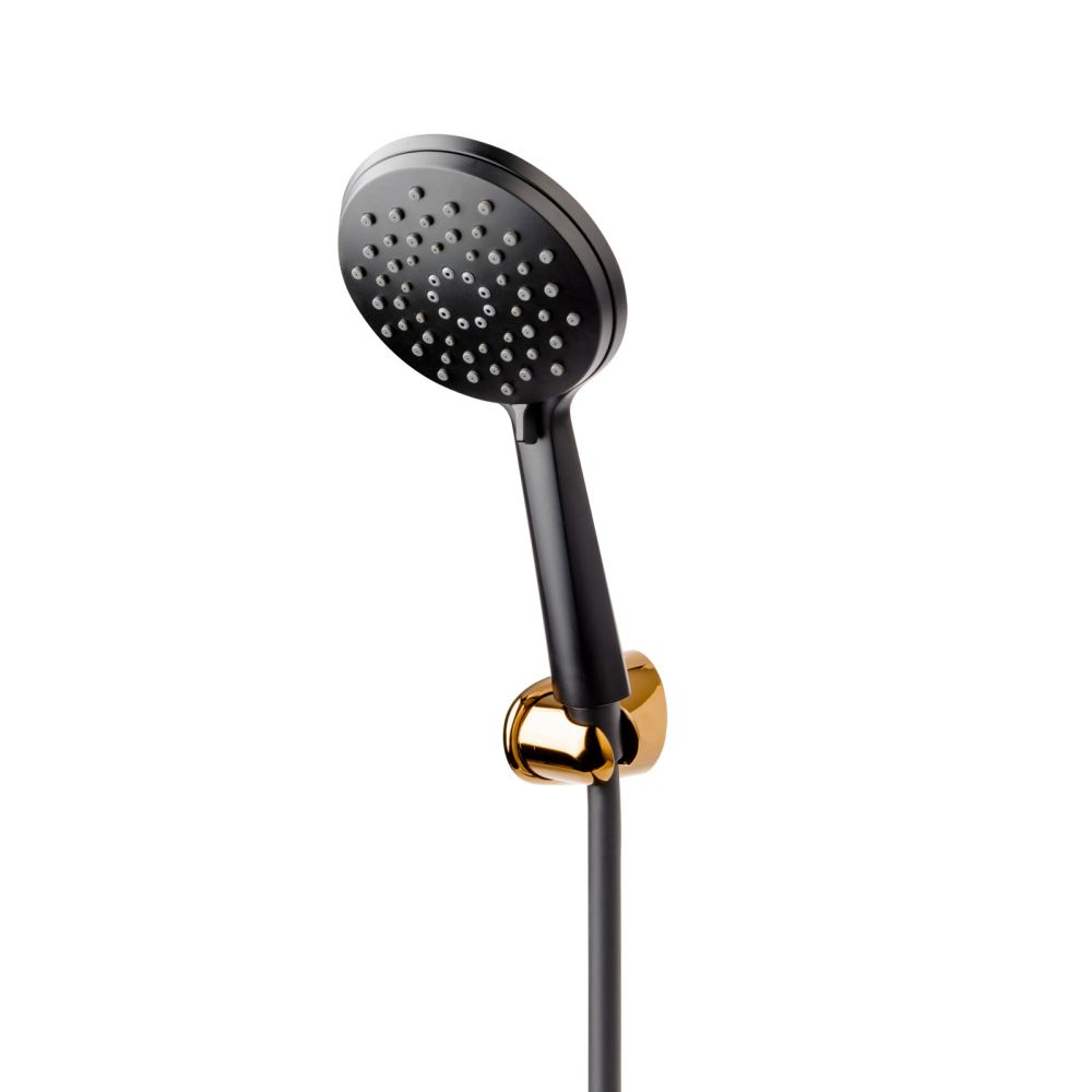 Set de dus FDesign Hotspring cu para dus 3 functii, furtun si sistem de prindere, negru mat/rose gold lucios [3]