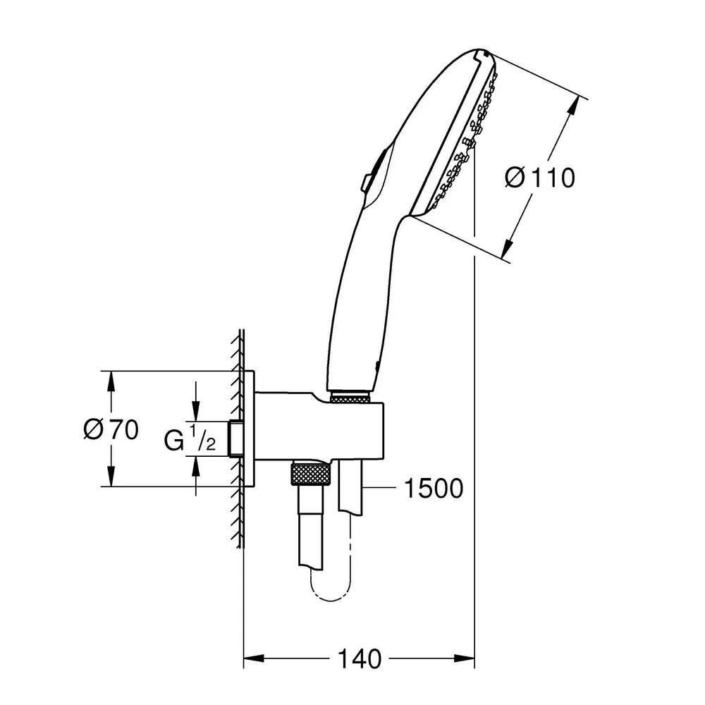 Set de dus Grohe Tempesta 110 cu porter si alimentare, 2 functii [3]