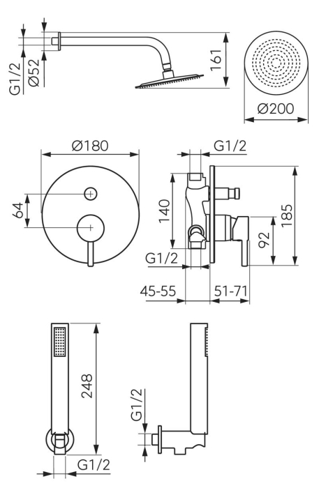Set de dus incastrat cu 2 functii, gri metalizat, Ferro Ciriculus [2]