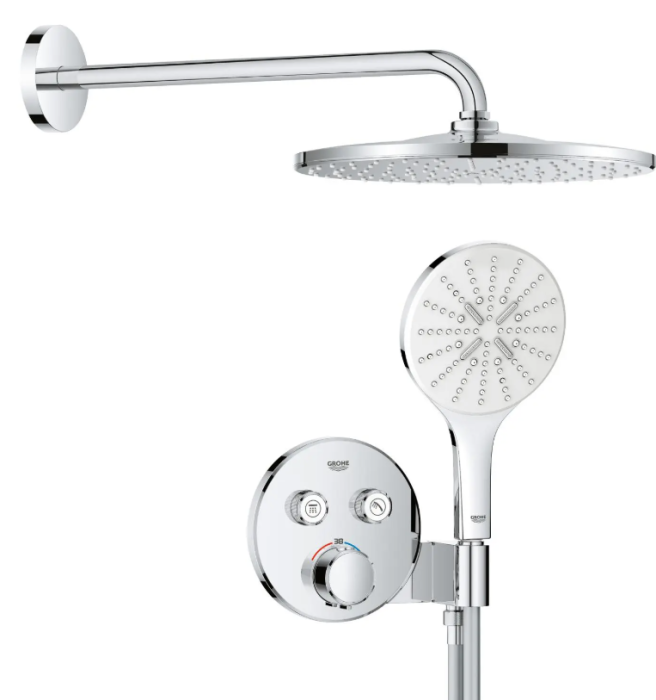 Set de dus incastrat cu baterie termostata, 3 jeturi, crom lucios, Grohe Precision SmartControl [2]