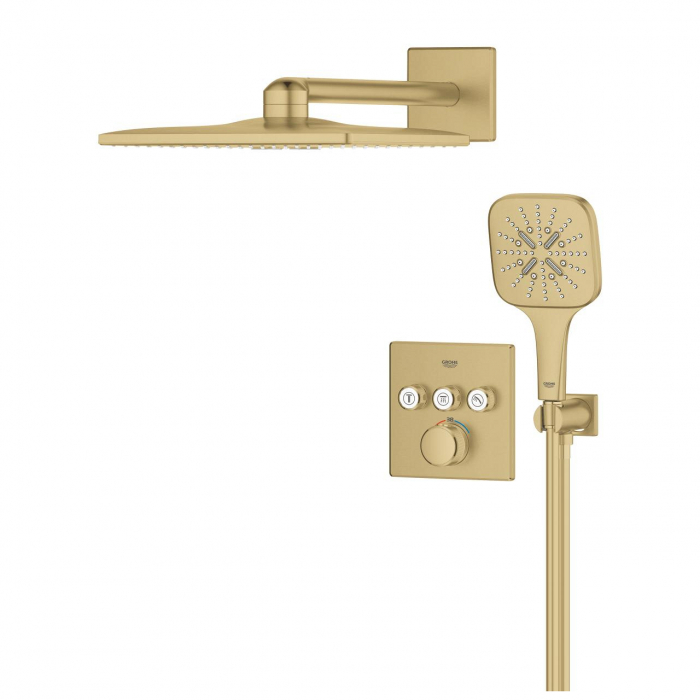 Set de dus incastrat cu baterie termostatata, auriu periat, Grohe Grohtherm SmartControl Rainshower SmartActive 310 Cube [2]