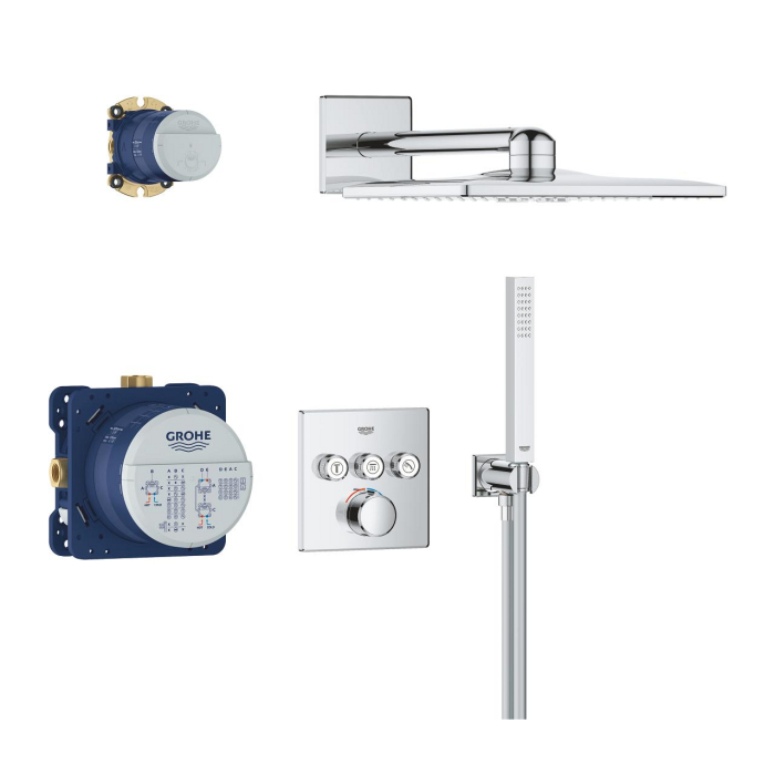 Set de dus incastrat cu baterie termostatata Grohe Grohtherm SmartControl Rainshower SmartActive 310 Cube [2]