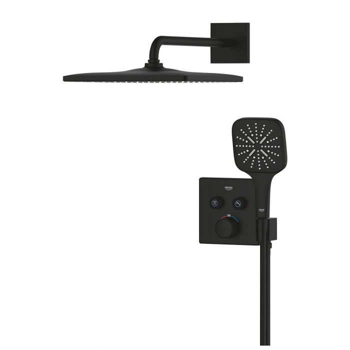 Set de dus incastrat cu baterie termostatata, negru mat, Grohe Grohtherm SmartControl Rainshower SmartActive 310 Cube [3]
