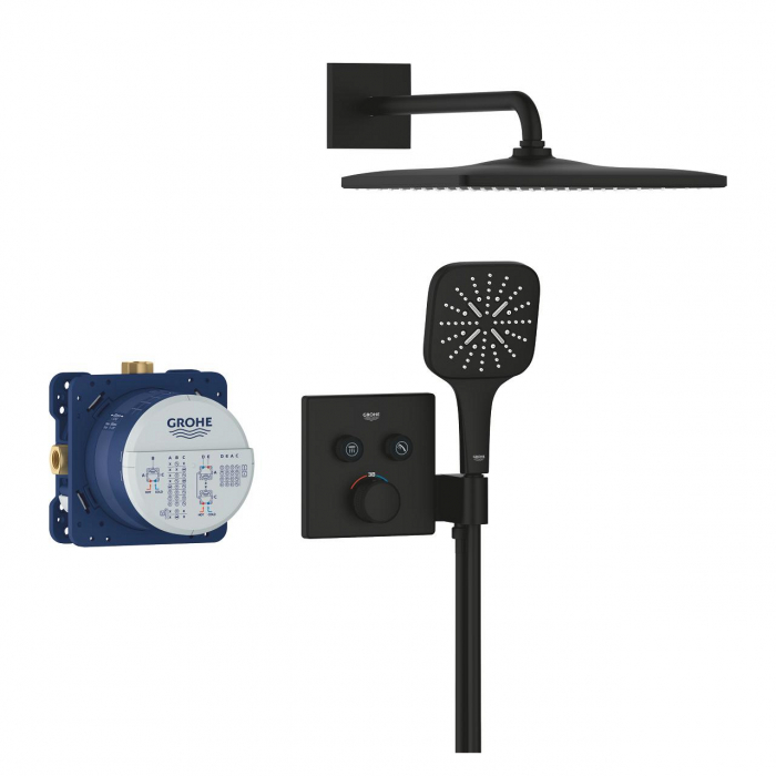 Set de dus incastrat cu baterie termostatata, negru mat, Grohe Grohtherm SmartControl Rainshower SmartActive 310 Cube [2]