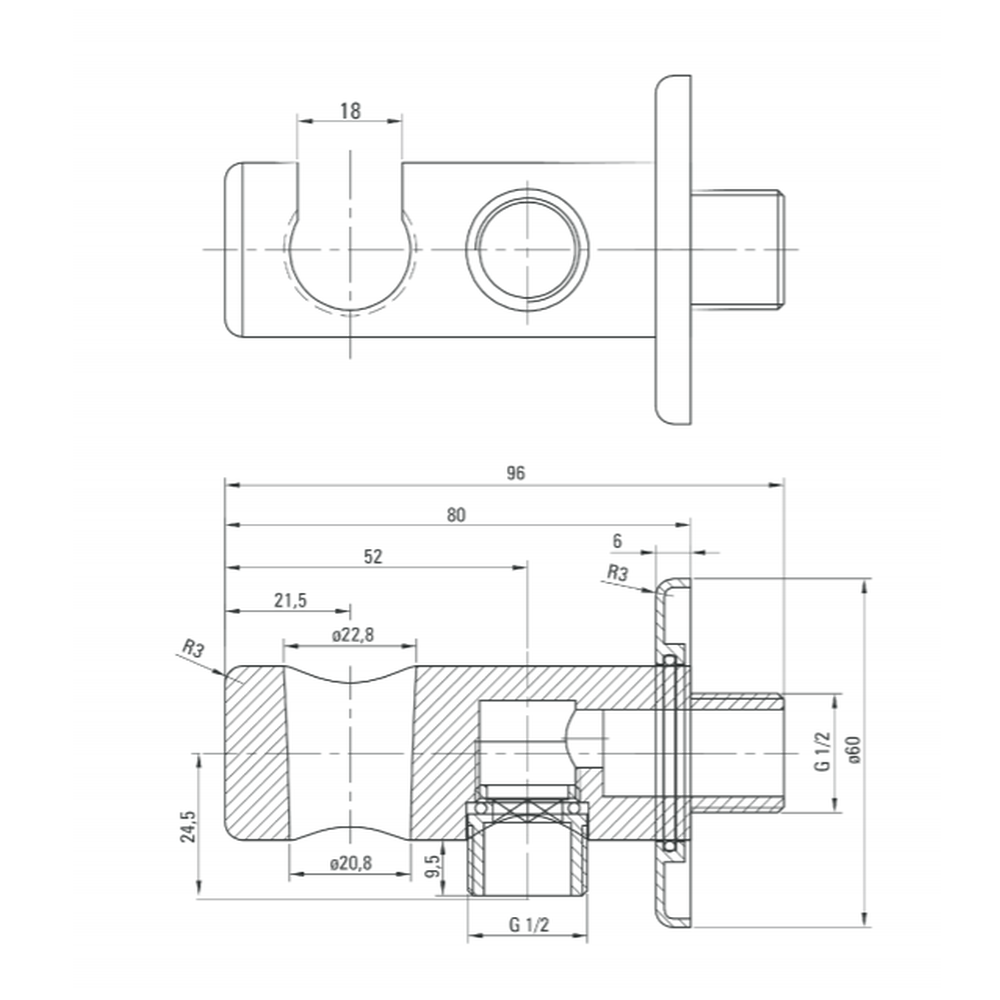 Set de dus incastrat neagru mat cu palarie patrata Deante, Hiacynt [8]
