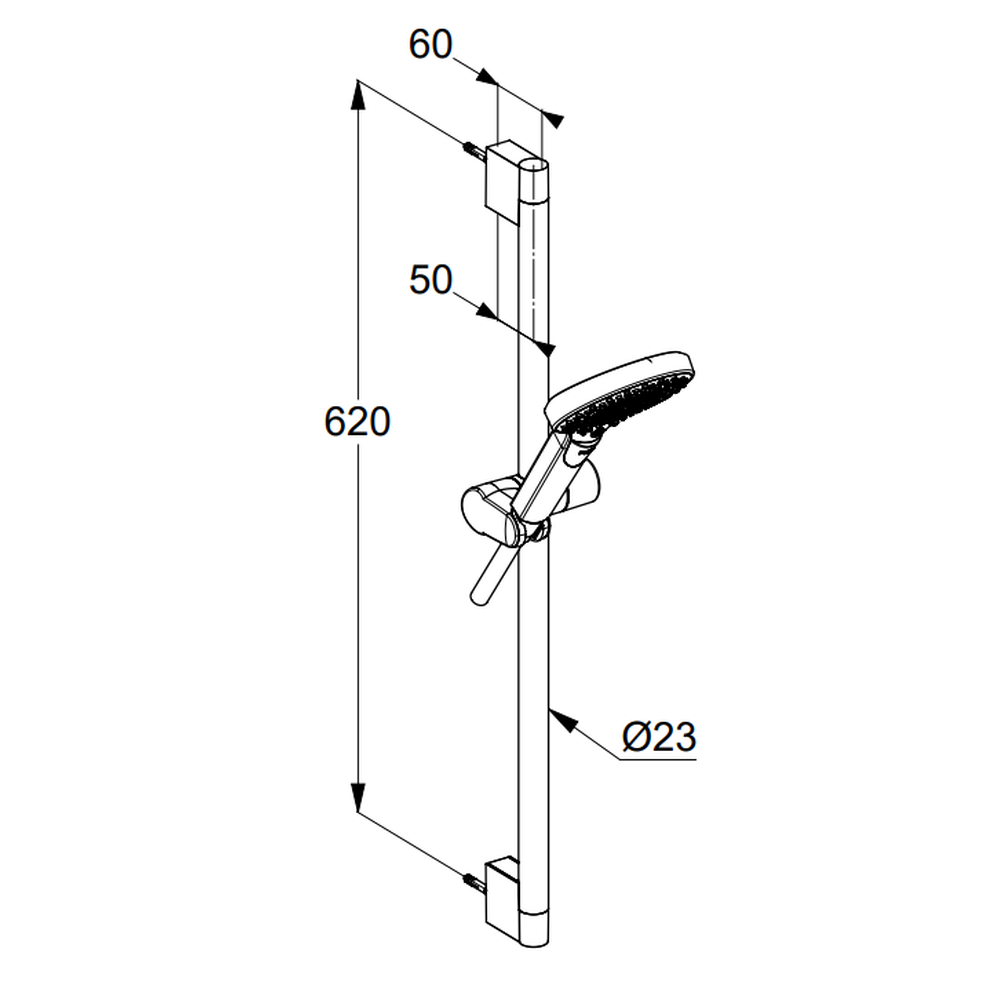 Set de dus Kludi Dive X 3S cu bara 60 cm, para si furtun crom lucios [2]