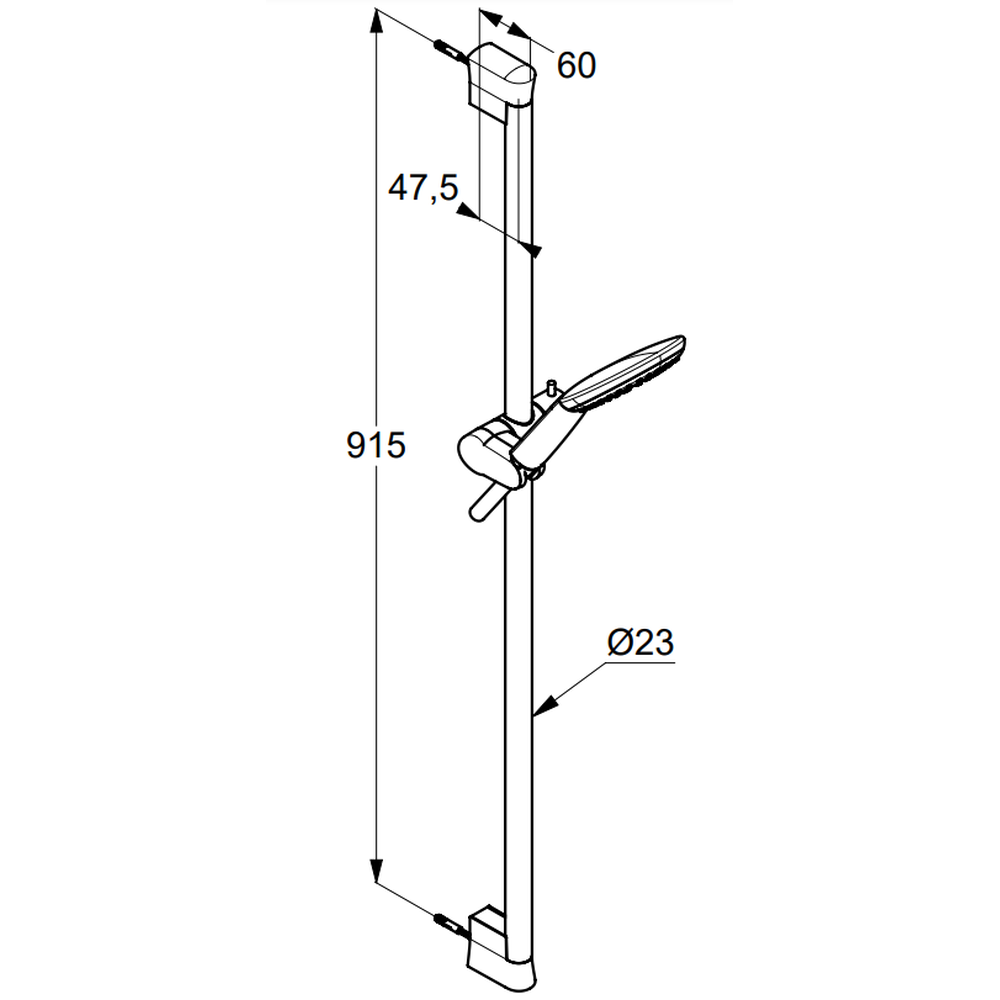 Set de dus Kludi Freshline 1S cu bara 90 cm, para si furtun alb mat [2]