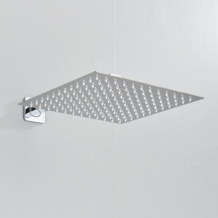 Set dus cu para patrata 30 cm, argintiu, 2 functii de curgere, montaj ascuns River [4]