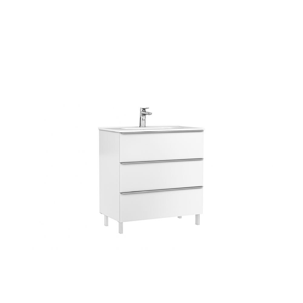 Set dulap baie 3 sertare Gala Shona cu lavoar Klea inclus, 80 cm, alb mat [1]