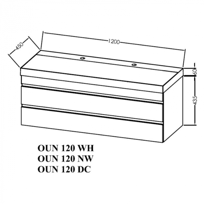Set dulap baie cu 2 setare glisante si lavoar inclus KolpaSan Naomi 120 cm, dark concrete [2]