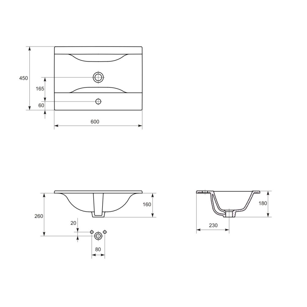 Set dulap baie suspendat 2 sertare Gracja cu lavoar Ontario inclus, 60 cm, alb [2]