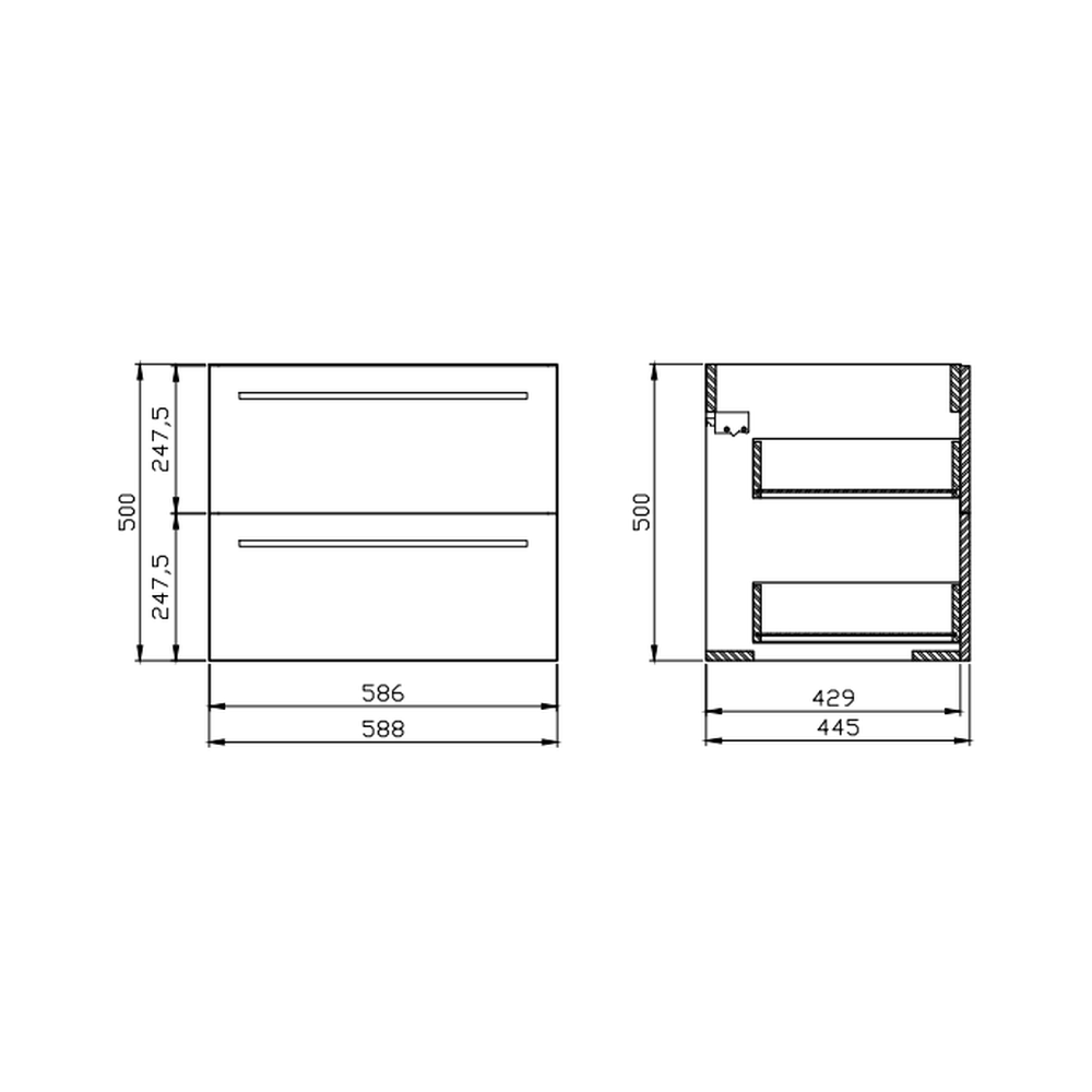 Set dulap baie suspendat 2 sertare Gracja cu lavoar Ontario inclus, 60 cm, alb [3]