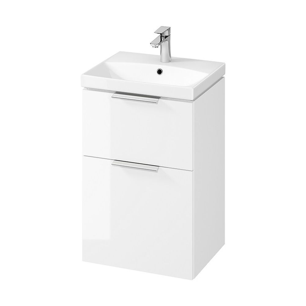 Set dulap baie suspendat 2 sertare cu lavoar Cersanit City inclus, 50 cm, alb [2]