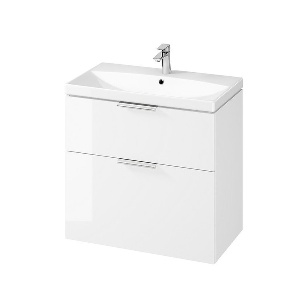 Set dulap baie suspendat 2 sertare cu lavoar Cersanit City inclus, 80 cm, alb [2]