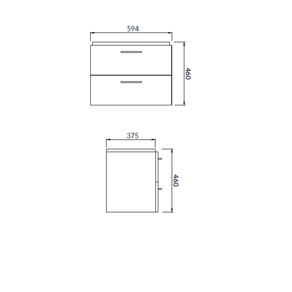 Set dulap baie suspendat Lara 2 sertare cu lavoar Cersanit Mille Slim , 60 cm, Nuc [4]