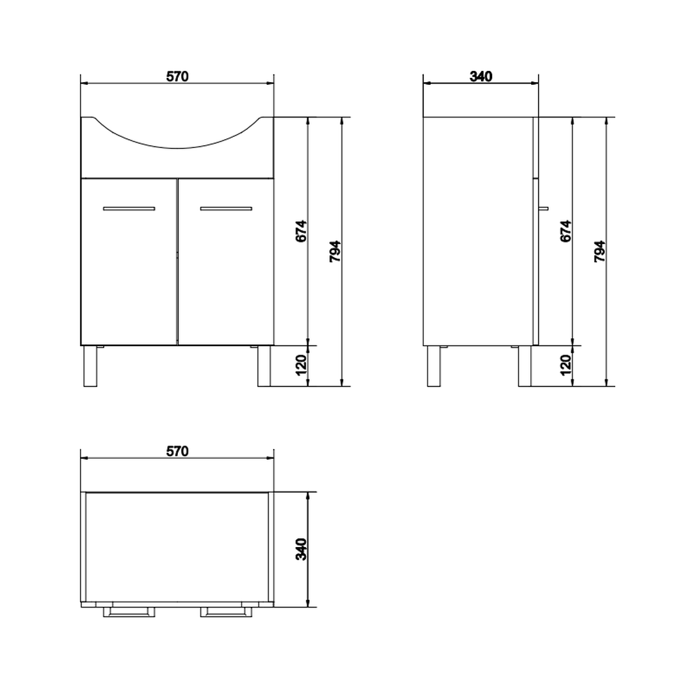 Set dulap baie 2 usi cu lavoar Cersanit Olivia 60, nuc, montat [3]