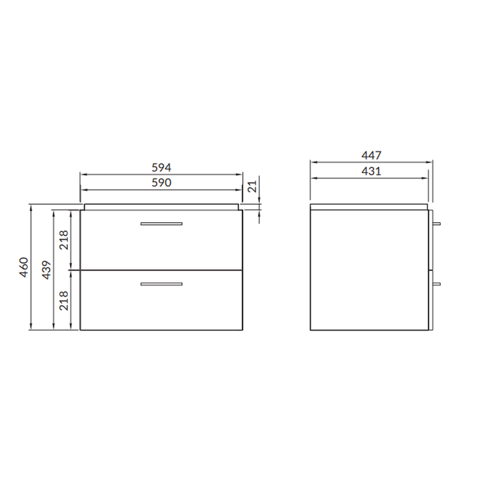 Set dulap baie suspendat 2 sertare Lara cu lavoar Como inclus, 60 cm, alb [3]