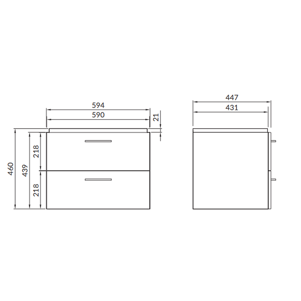 Set dulap baie suspendat 2 sertare Lara cu lavoar Como inclus, 60 cm, nuc [3]