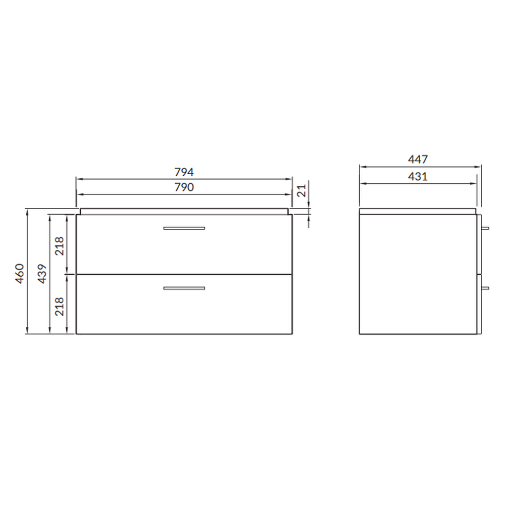 Set dulap baie suspendat 2 sertare Lara cu lavoar Como inclus, 80 cm, nuc [4]
