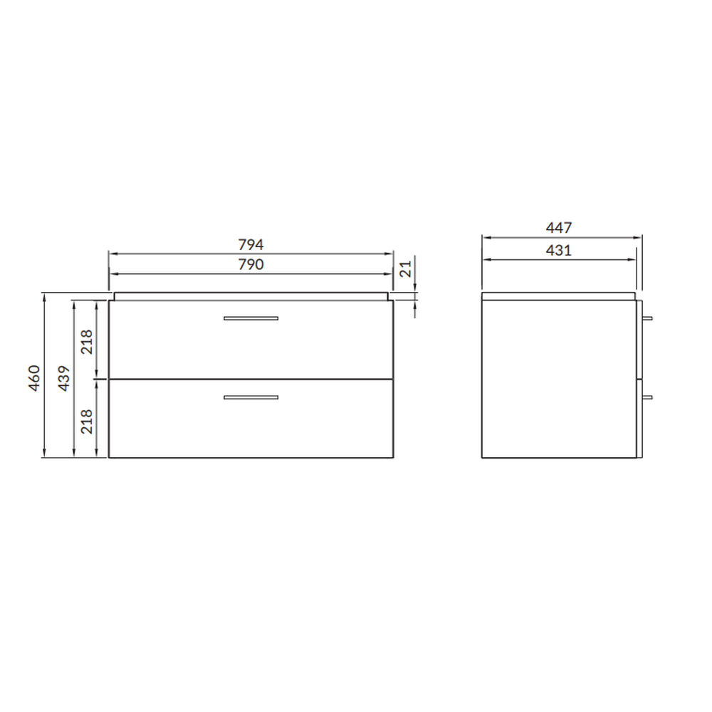 Set dulap baie suspendat 2 sertare Lara II cu lavoar Como inclus, 80 cm, alb [3]