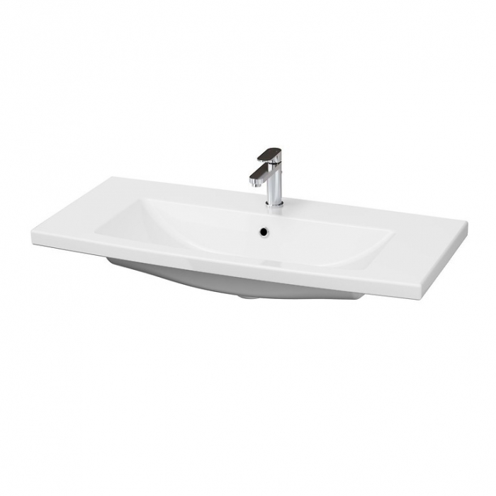 Set dulap baie suspendat 2 sertare si lavoar inclus 100 cm, dulap baie suspendat si dulap baie tip coloana, culoare casmir mat, MDF, Cersanit Tirso [4]