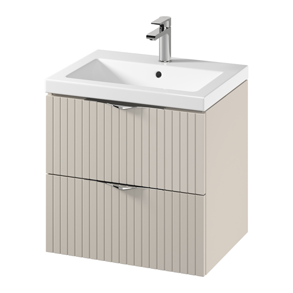 Set dulap baie suspendat 2 sertare si lavoar inclus 60 cm, dulap baie suspendat si dulap baie tip coloana, culoare casmir mat, MDF, Cersanit Tirso [3]