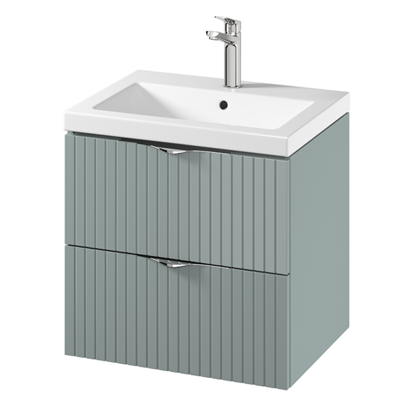 Set dulap baie suspendat 2 sertare si lavoar inclus 60 cm, dulap baie suspendat si dulap baie tip coloana, culoare fiord mat, MDF, Cersanit Tirso [3]