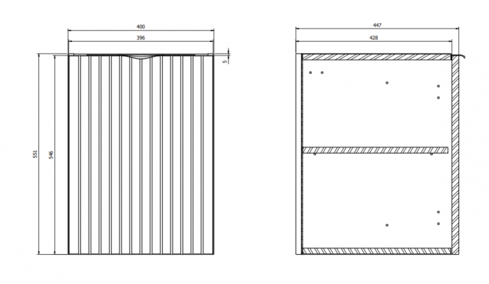 Set dulap baie suspendat 2 sertare cu blat inclus, dulap baie suspendat si dulap baie tip coloana, culoare fiord mat, MDF,Cersanit Tirso [8]